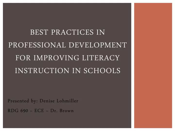 best practices in professional development for improving literacy instruction in schools