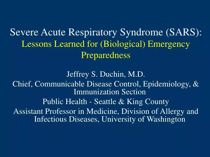 severe acute respiratory syndrome sars lessons learned for biological emergency preparedness