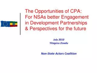 July 2010 Yitagesu Zewdu Non-State Actors Coalition