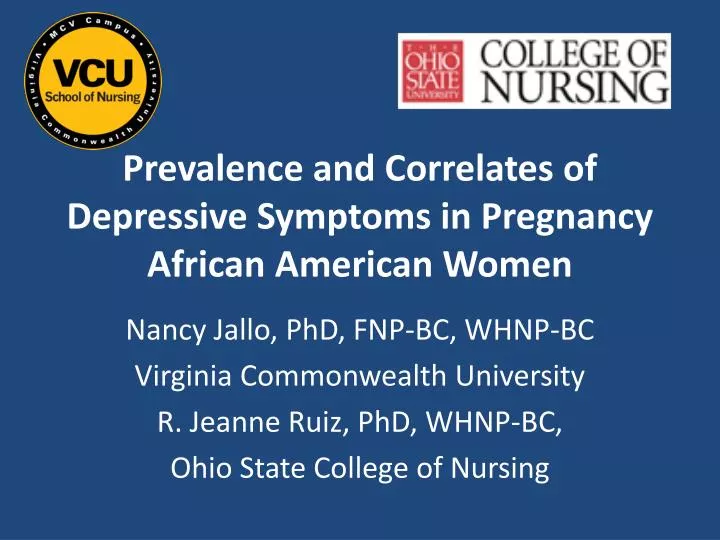 prevalence and correlates of depressive symptoms in pregnancy african american women
