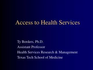 Access to Health Services