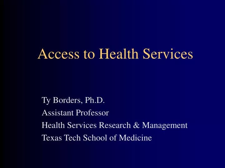access to health services