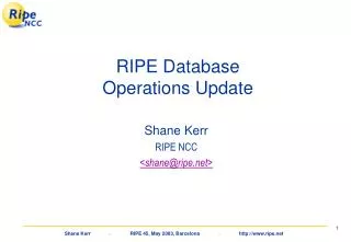RIPE Database Operations Update