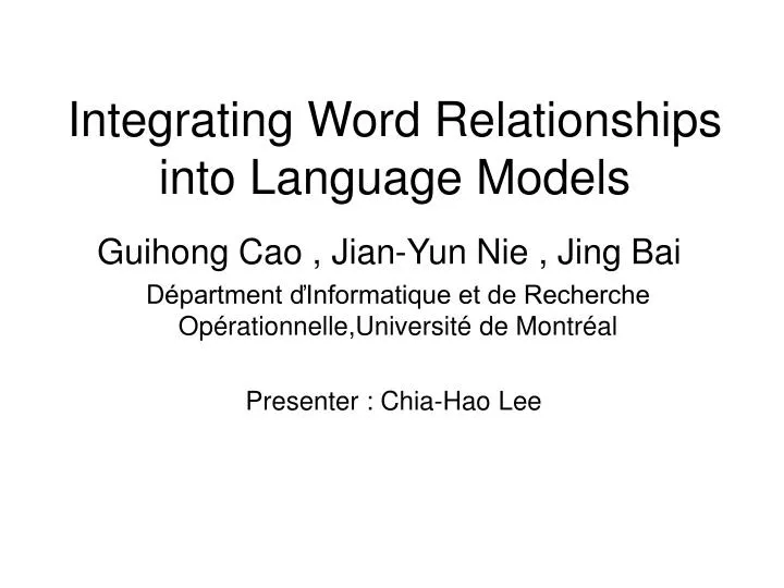 integrating word relationships into language models