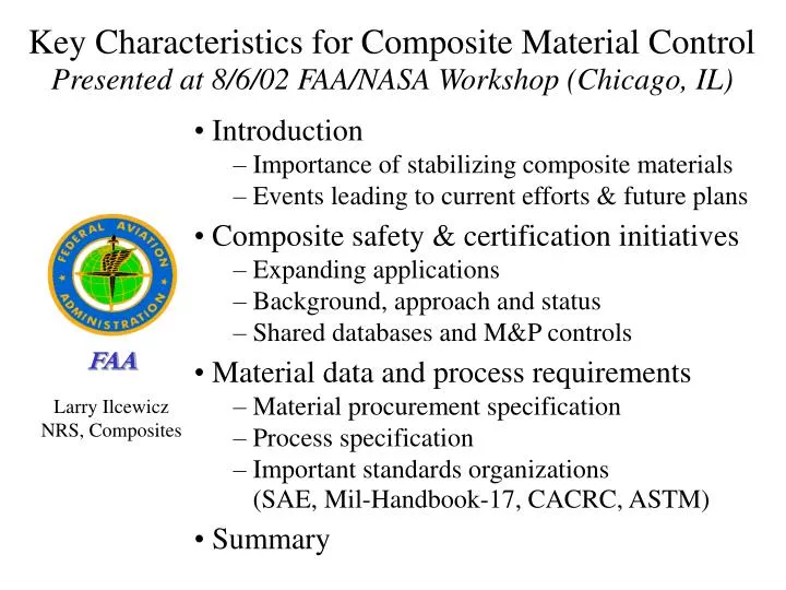 key characteristics for composite material control presented at 8 6 02 faa nasa workshop chicago il