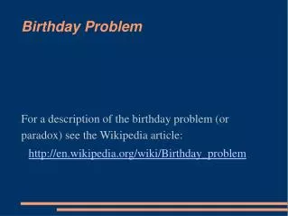 Birthday Problem