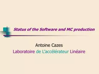 Status of the Software and MC production