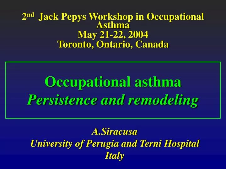 occupational asthma persistence and remodeling