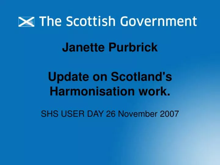 janette purbrick update on scotland s harmonisation work