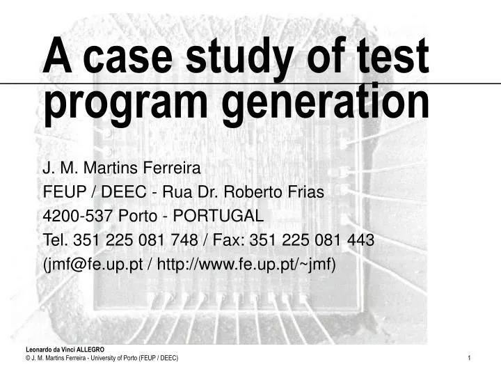 a case study of test program generation