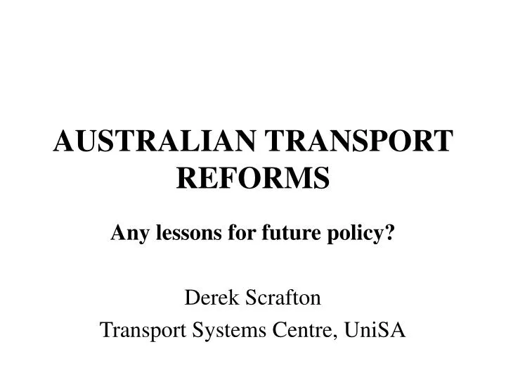 australian transport reforms