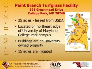 UNIVERSITY OF MARYLAND College of Agriculture and Natural Resources