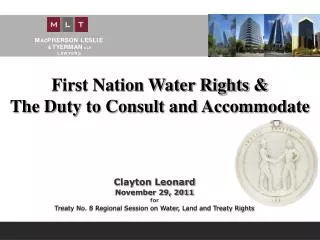 First Nation Water Rights &amp; The Duty to Consult and Accommodate