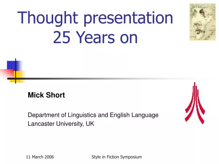 thought presentation 25 years on