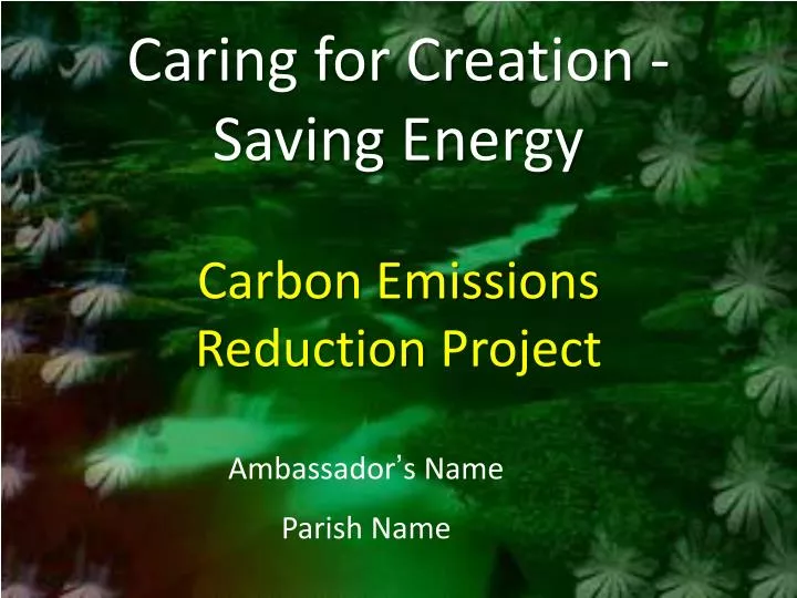 caring for creation saving energy carbon emissions reduction project