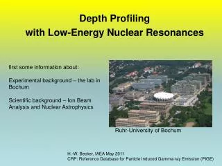 Depth Profiling with Low-Energy Nuclear Resonances