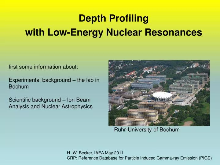 depth profiling with low energy nuclear resonances
