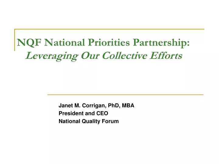 nqf national priorities partnership leveraging our collective efforts