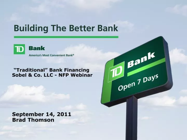 traditional bank financing sobel co llc nfp webinar