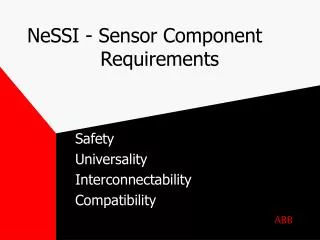 NeSSI - Sensor Component Requirements