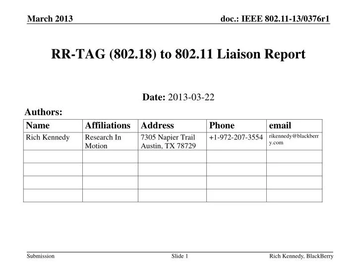 rr tag 802 18 to 802 11 liaison report
