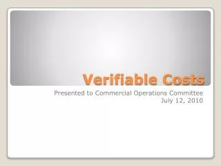 Verifiable Costs