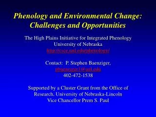 Phenology and Environmental Change: Challenges and Opportunities