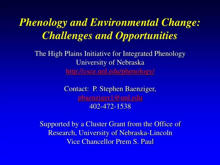 phenology and environmental change challenges and opportunities