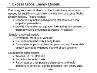 7. Excess Gibbs Energy Models