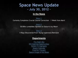 Space News Update - July 30, 2012 -