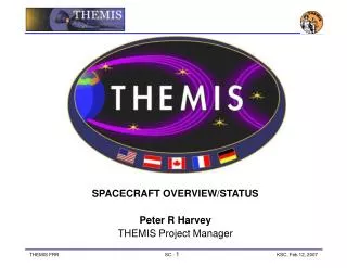 SPACECRAFT OVERVIEW/STATUS Peter R Harvey THEMIS Project Manager