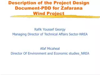 Description of the Project Design Document-PDD for Zafarana Wind Project