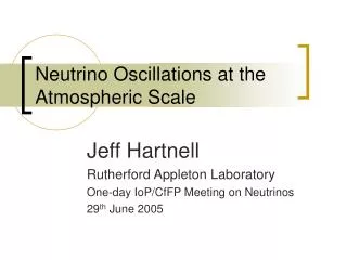 Neutrino Oscillations at the Atmospheric Scale