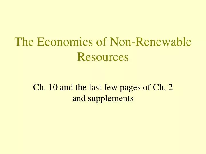 the economics of non renewable resources