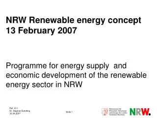 Energy production by Renewables in NRW