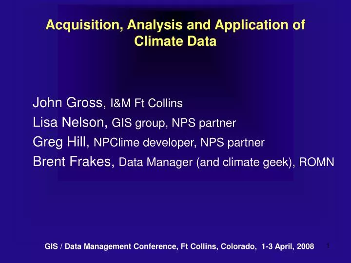 acquisition analysis and application of climate data