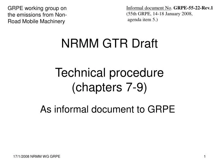 nrmm gtr draft technical procedure chapters 7 9