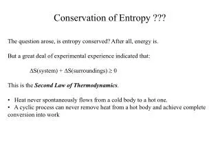 Conservation of Entropy ???