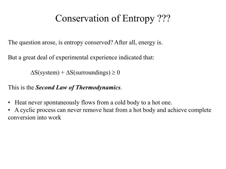 conservation of entropy