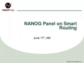 NANOG Panel on Smart Routing