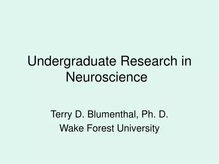 undergraduate research in neuroscience