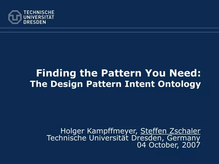 finding the pattern you need the design pattern intent ontology