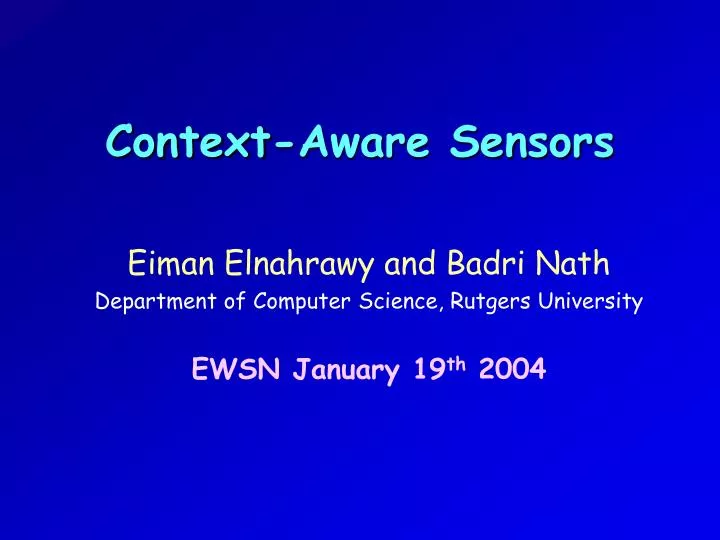 context aware sensors