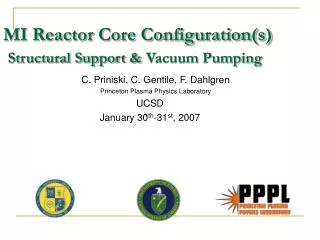 MI Reactor Core Configuration(s) Structural Support &amp; Vacuum Pumping