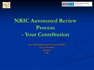 NRIC Automated Review Process - Your Contribution