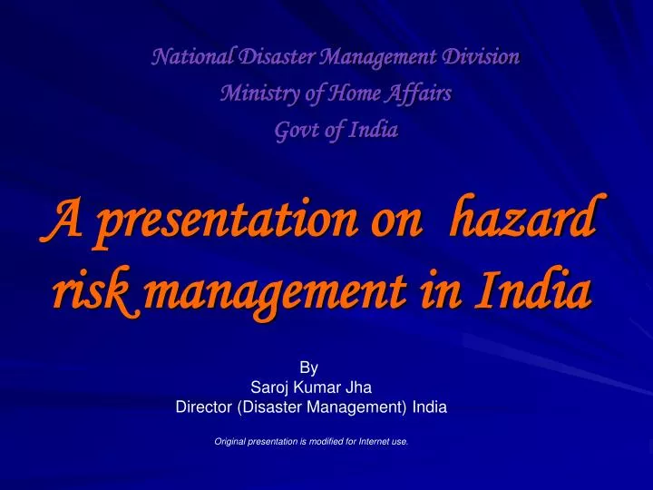 a presentation on hazard risk management in india