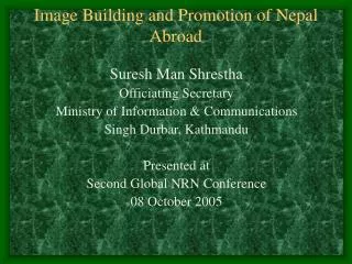 Image Building and Promotion of Nepal Abroad