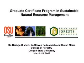 Graduate Certificate Program in Sustainable Natural Resource Management