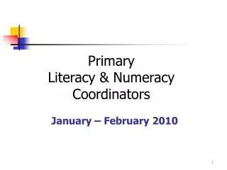 Primary Literacy &amp; Numeracy Coordinators