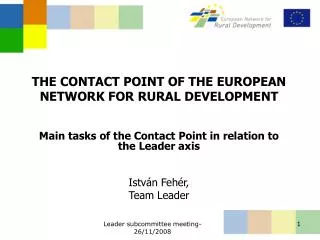 THE CONTACT POINT OF THE EUROPEAN NETWORK FOR RURAL DEVELOPMENT